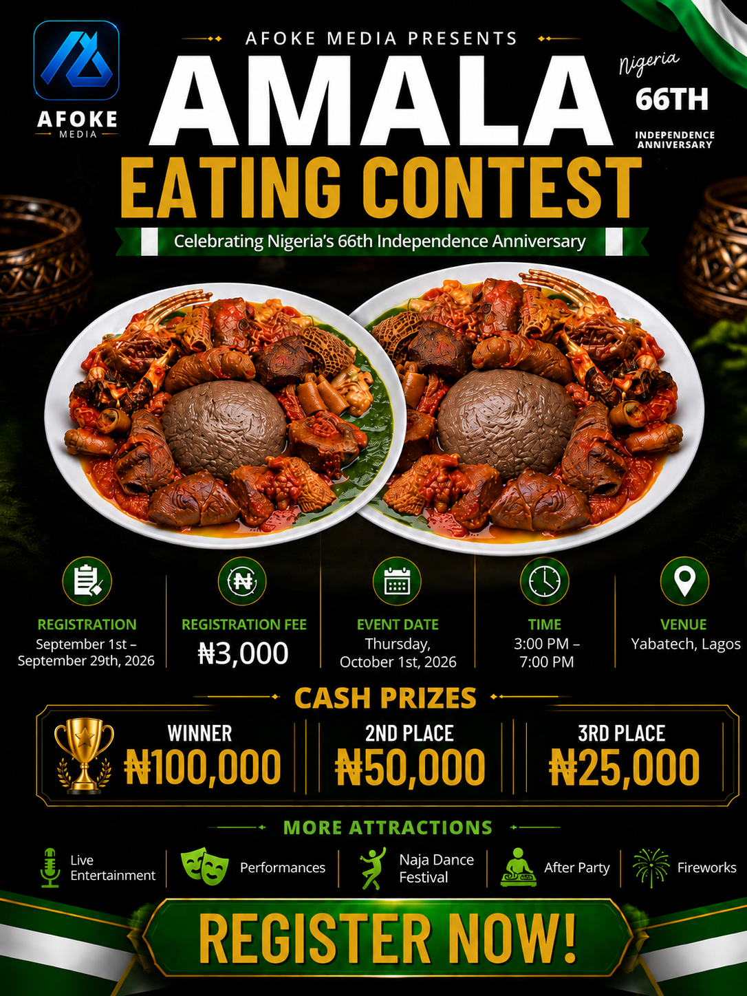 Afoke Amala Eating Challenge 2026 flyer