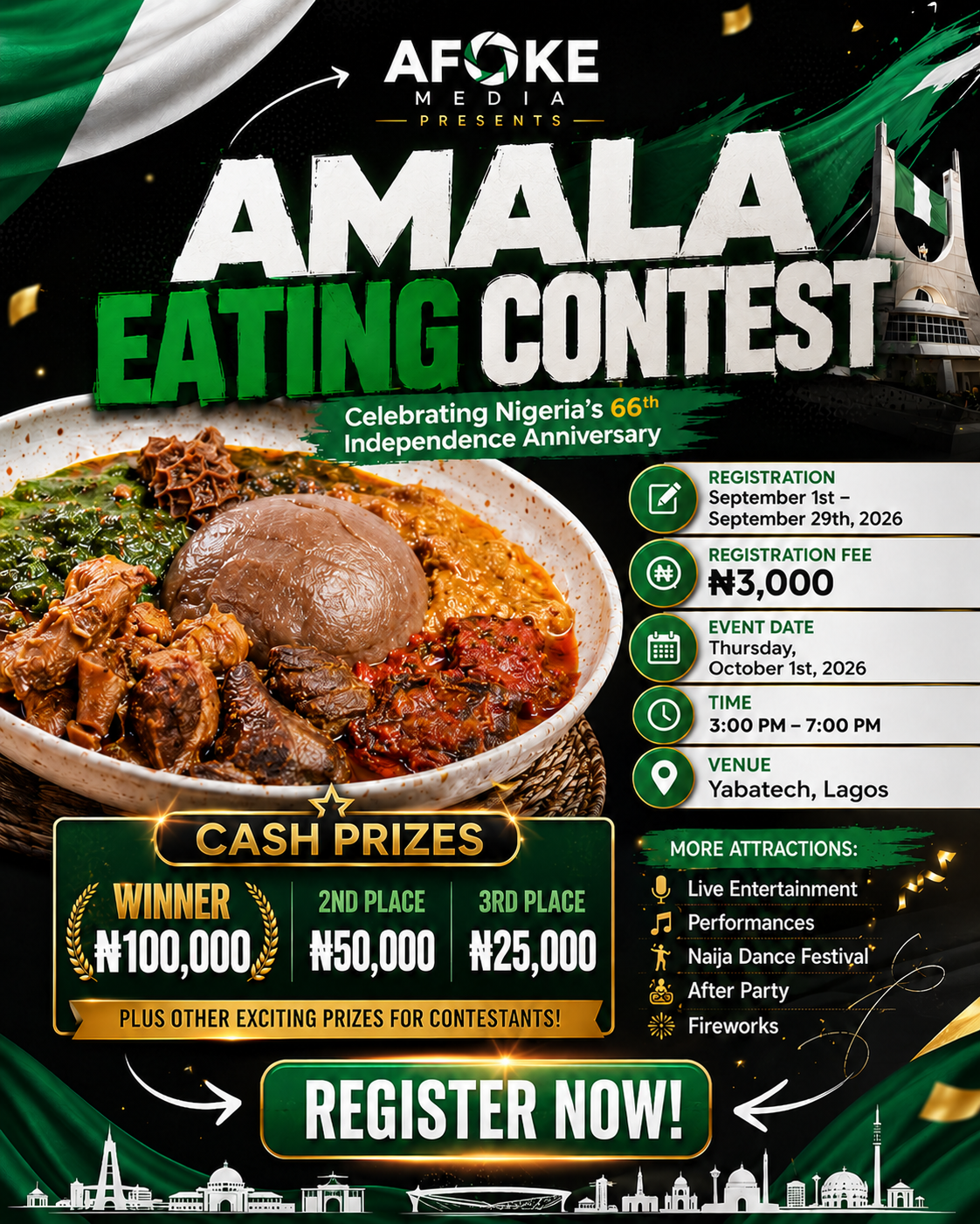 Amala Eating Contest 2026 promotional flyer